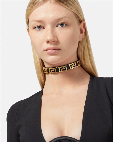 versace leather choker|Versace necklace.